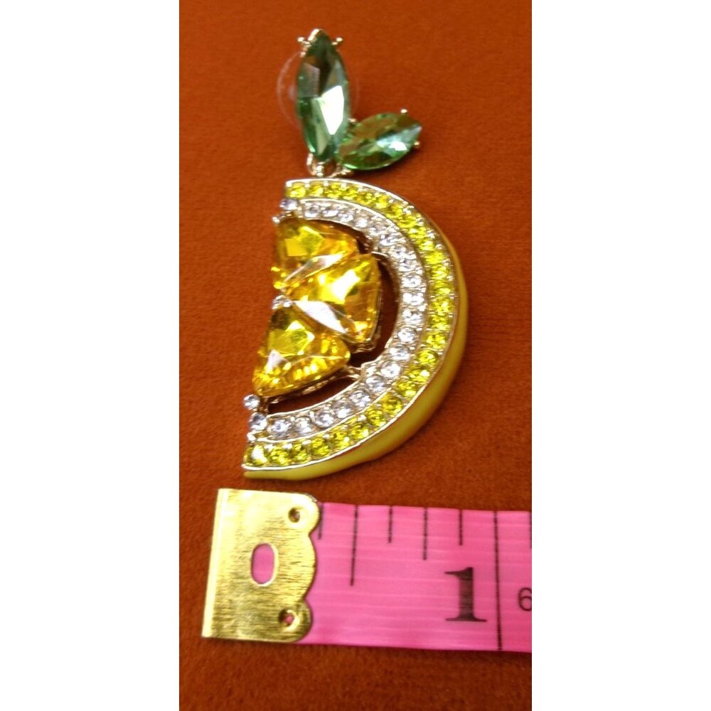 Lemon Slice Rhinestone Earrings - Picture 4 of 5